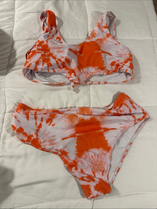 SHEIN Other - SHEIN Orange & White Tie-Dye Two-Piece Bikini